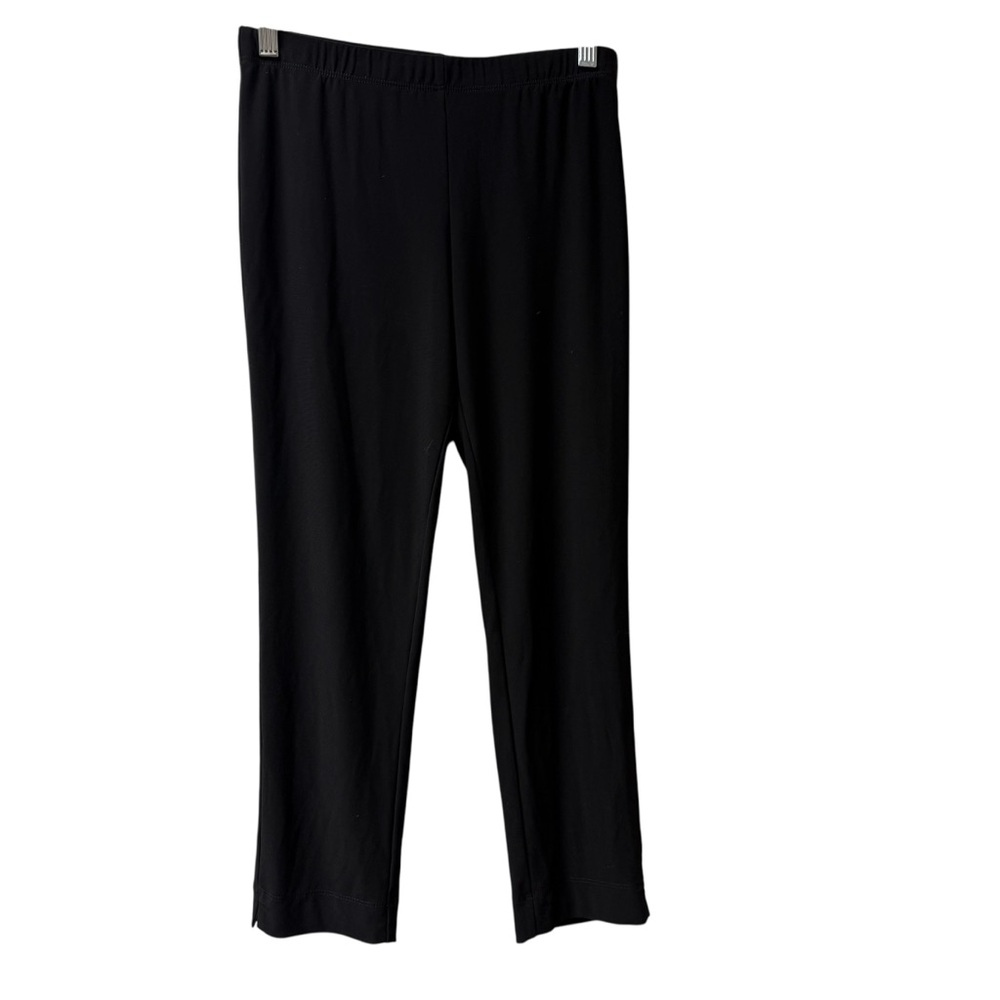 Clara Sun Woo Black Pull On Stretch Knit Crop Pants USA M Chic Soft - Picture 1 of 6